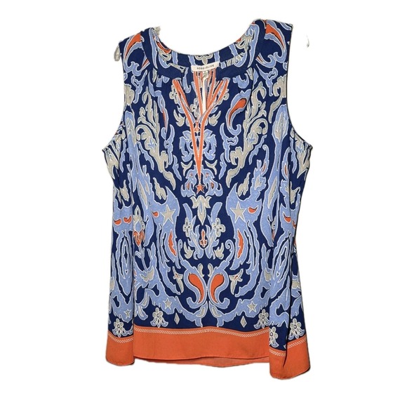 Rose + Olive Tops - NWT Rose + Olive Top Womens 1X Vibrant Blue And Orange Causal Sleeveless Shirt